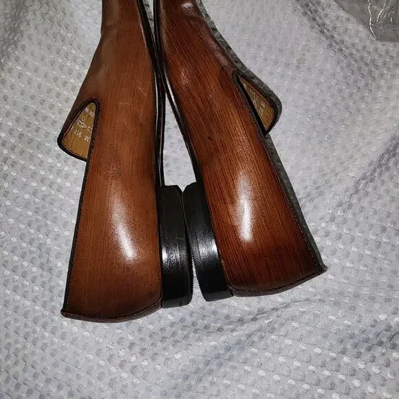 LANGUAGE EUC MENS SIZE 41 US 9.5 SHAAN 100% LEATHER LOAFERS SLIPON SHOES - Picture 7 of 10